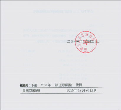 调整大小 2016年部门预算调整批复的通知3