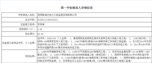 第一中标人信息