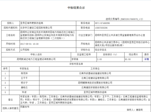 中标结果公示