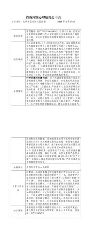 交办件D2YN202104150045号投诉问题办理情况公示表（区政府）_0