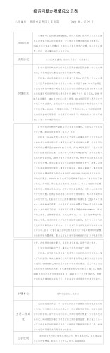 中央第二轮生态环境保护督察D2YN202104190102号交办投诉问题办理情况公示表 （区）