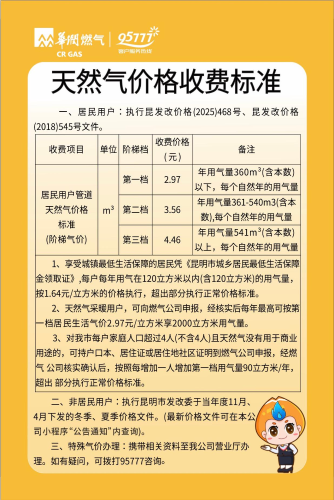 天然气价格收费标准